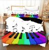 Music Note White Quilt Duvet Cover Set Bedding Super King Single Queen Double
