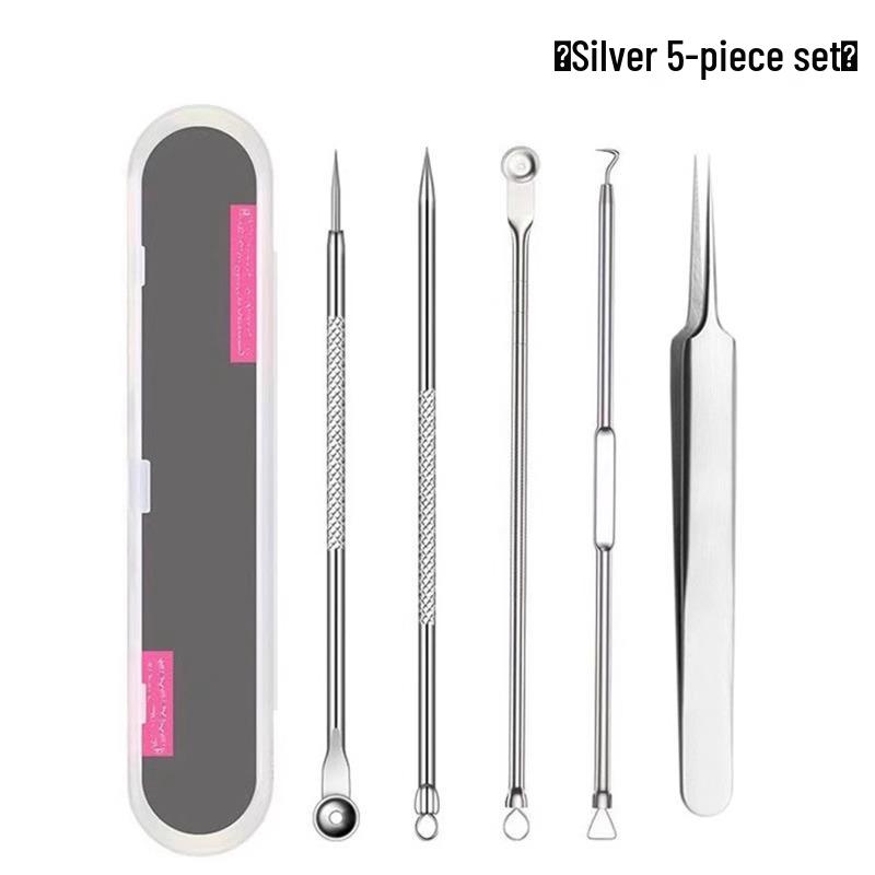 Ultra-fine Blackhead Removal Set: Precision Tweezers, Comedone Scraper, Beauty Pick, and Acne Needle Tools