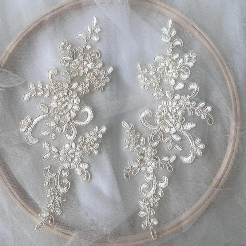 

5Pair Embroidery Flower Lace Applique Sew on Patch Fabric Exquisite Trim Patches Crafts Stickers Bag Gown Decoration Wholesale шампанського