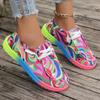 Large size new lace-up color low-top single shoes women's graffiti lazy canvas flat-soled single shoes