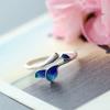 1PC Nuovo Anello Adesivo Ramo Smaltato Femminilità Antico Letterario Fresco Azzurro Bruciato Anello Nuovo Trend Gioielli