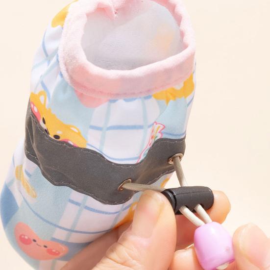 4Pcs Pet Shoes Anti-Slip Protect Paws Soft Lining Windproof Drawstring Design Comfortable To Wear Anti-Dirty Small Dog Teddy Shoes