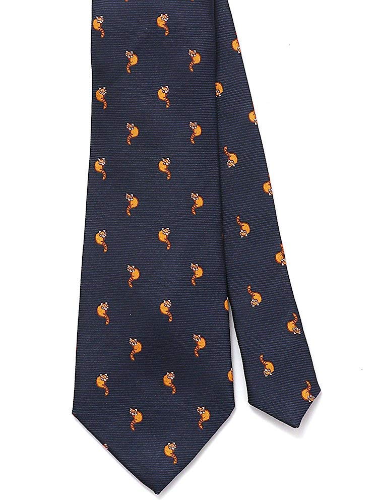 Colorata Red Panda Necktie X Navy Fine Pattern Silk Jacquard Animal Gift Present [COLORATA] (145 8.5cm / / / 100% / Weave)