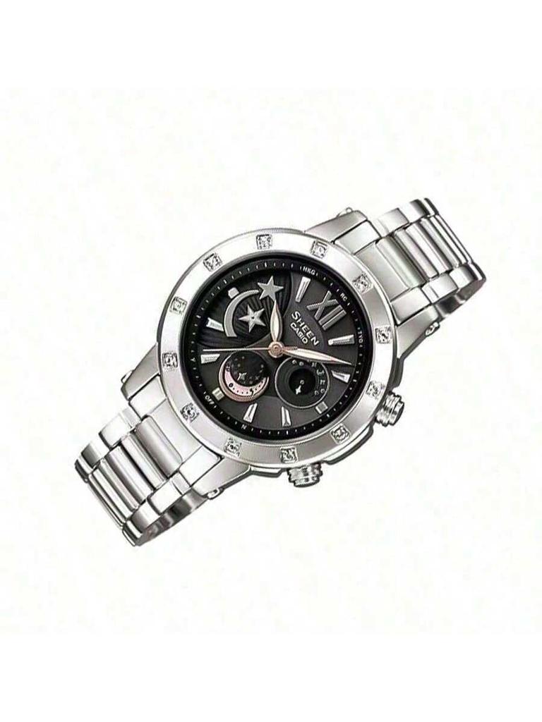 Casio - Stainless Steel Strap Black Dial Women's Quartz Watch SHN-7502D-1ADR