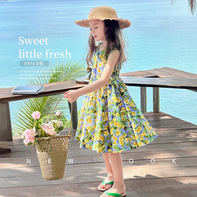 Девочкин Цветочный Хлопковый Платье Принцессы 160