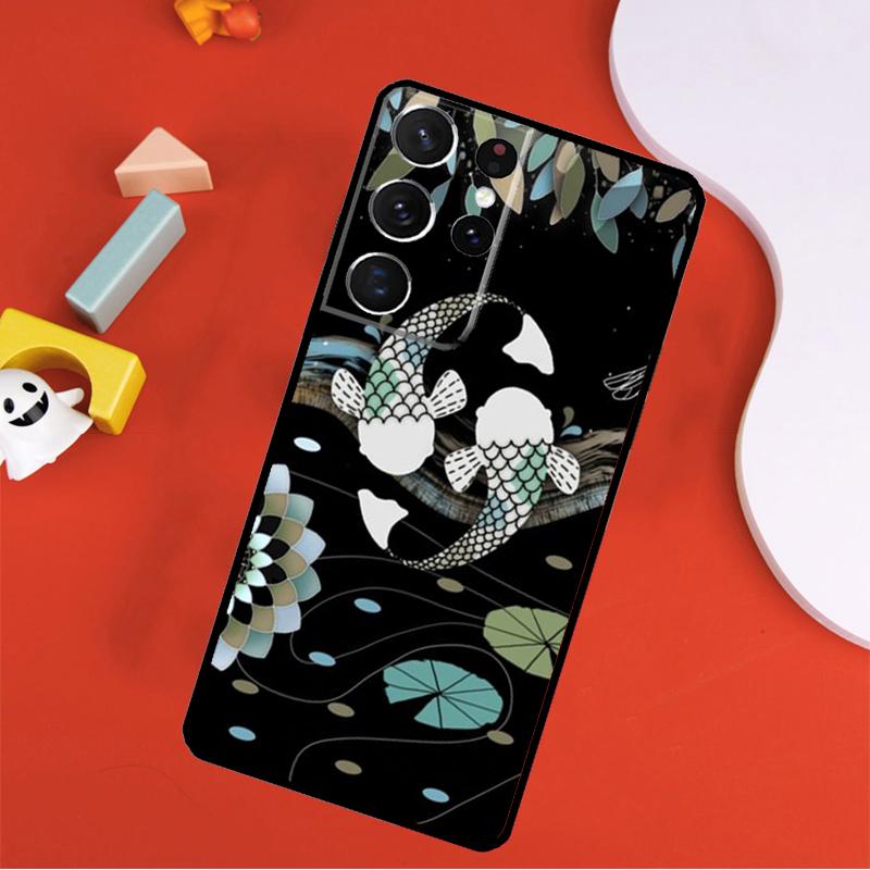 Koi Carp Fish Yin Yang Phone Case For Samsung Galaxy S24 Ultra S25 Ultra S9 S10 S20 S21 S22 S23 Plus S24 FE Cover