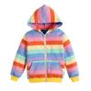 Baby Mädchen Oberbekleidung Regenbogen Gestreiften Casual Hoodie Zipper Sweatshirt Kinder Mantel Outfits Tops