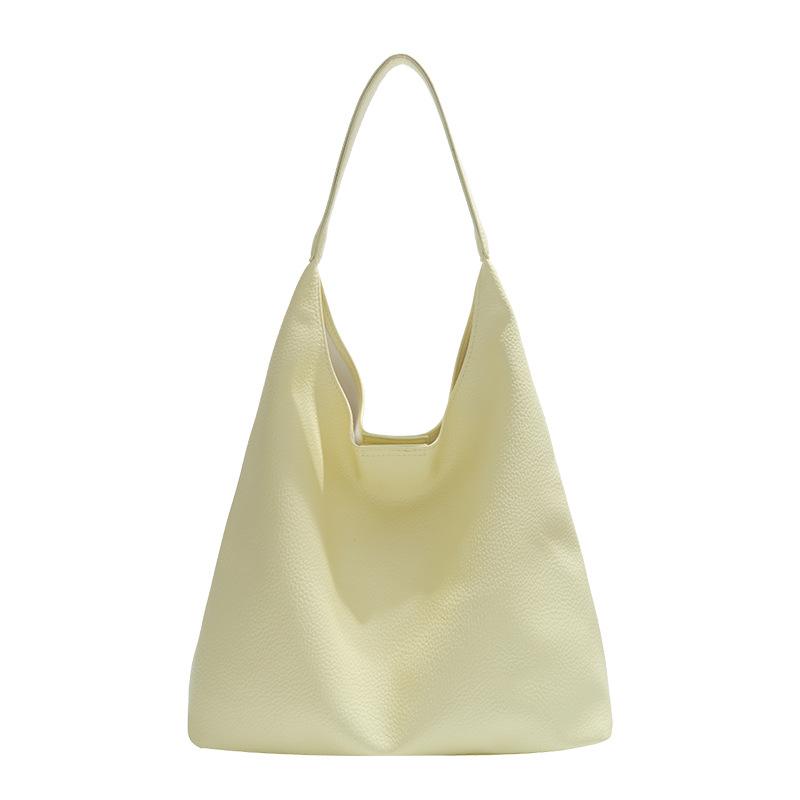 New trendy fashion solid color shoulder bag commuter texture tote bag simple large capacity handbag women's bag