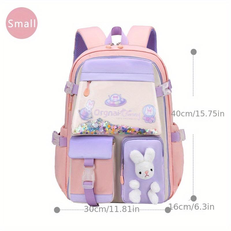 1pc New Cute Princess Style Little Rabbit Doll Backpack With Colorful Sequins, Primary School Girls Backpack, Cute Sweet Student Backpack