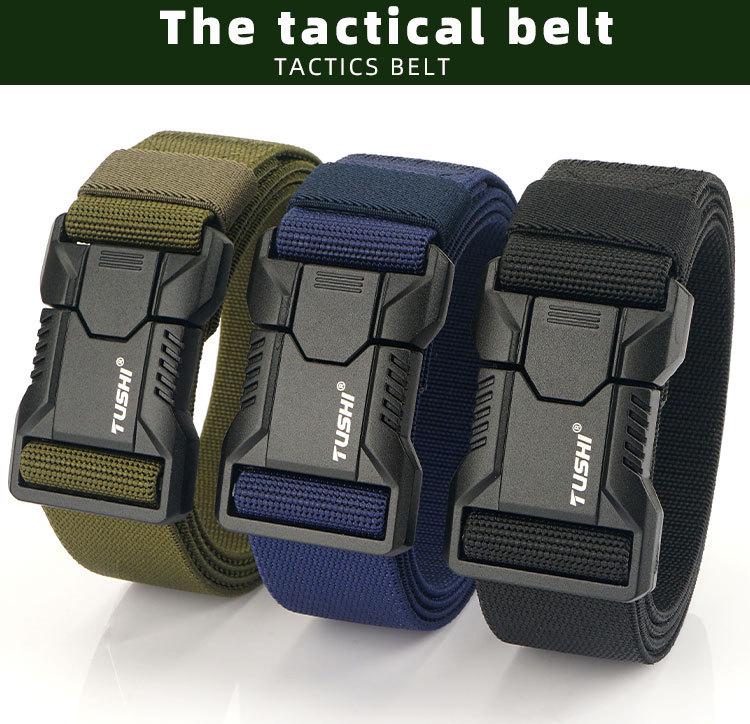 Men's Tactical Quick Release Stretch Belt with Aluminum Buckle for Outdoor and Casual Wear