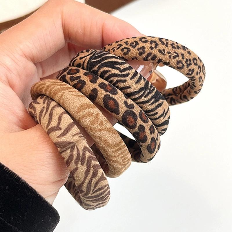 Retro-Leopardenmuster Haargummi einfacher hoch elastischer Handtuchring basic mit Kopfhautband gebunden ohne Beschädigung der Haare Pferdeschwanz