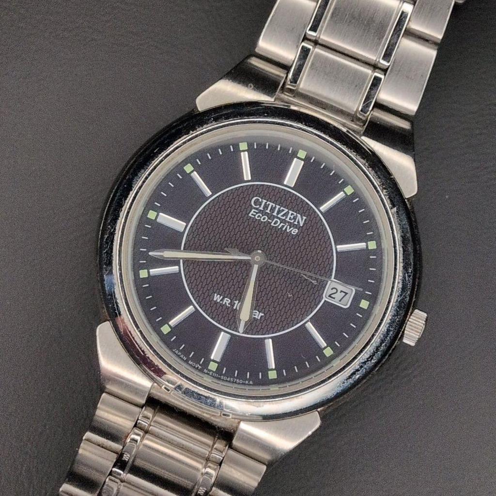 Used Working condition Citizen Eco-Drive Date Black Dial Solar Men's Watch