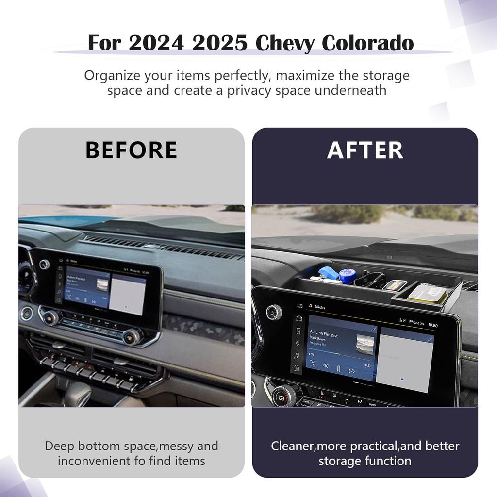 For 2025 2025 Chevy Colorado Center Console Dashboard Organizer ABS Accessories Storage Dash Board Center Console Tray Car Box