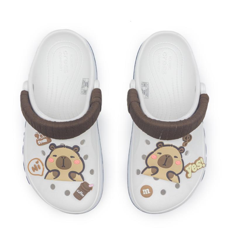 Crocs Bayaband EVA GREAT WALK Xiongtu Capybara vibe style theme hole shoes for men and women white