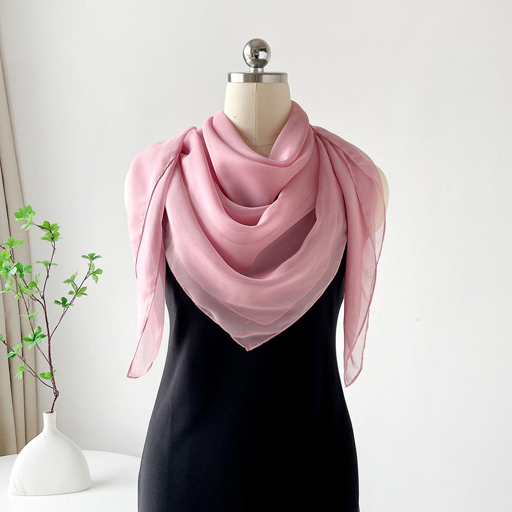Solid Color Square Scarf Yarn Summer Silk Scarf High-end Chiffon Scarf Simple Shawl Decorative Headscarf