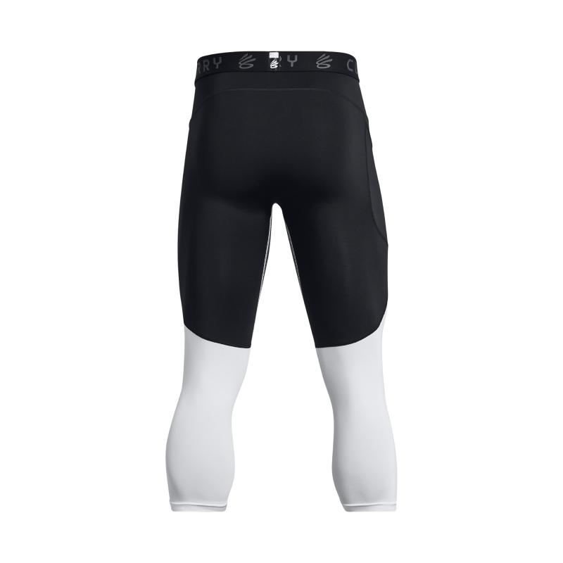 Under Armour Curry Color Block Compression Three-Quarter Sports Pants Men Bottoms Black 1379828-001