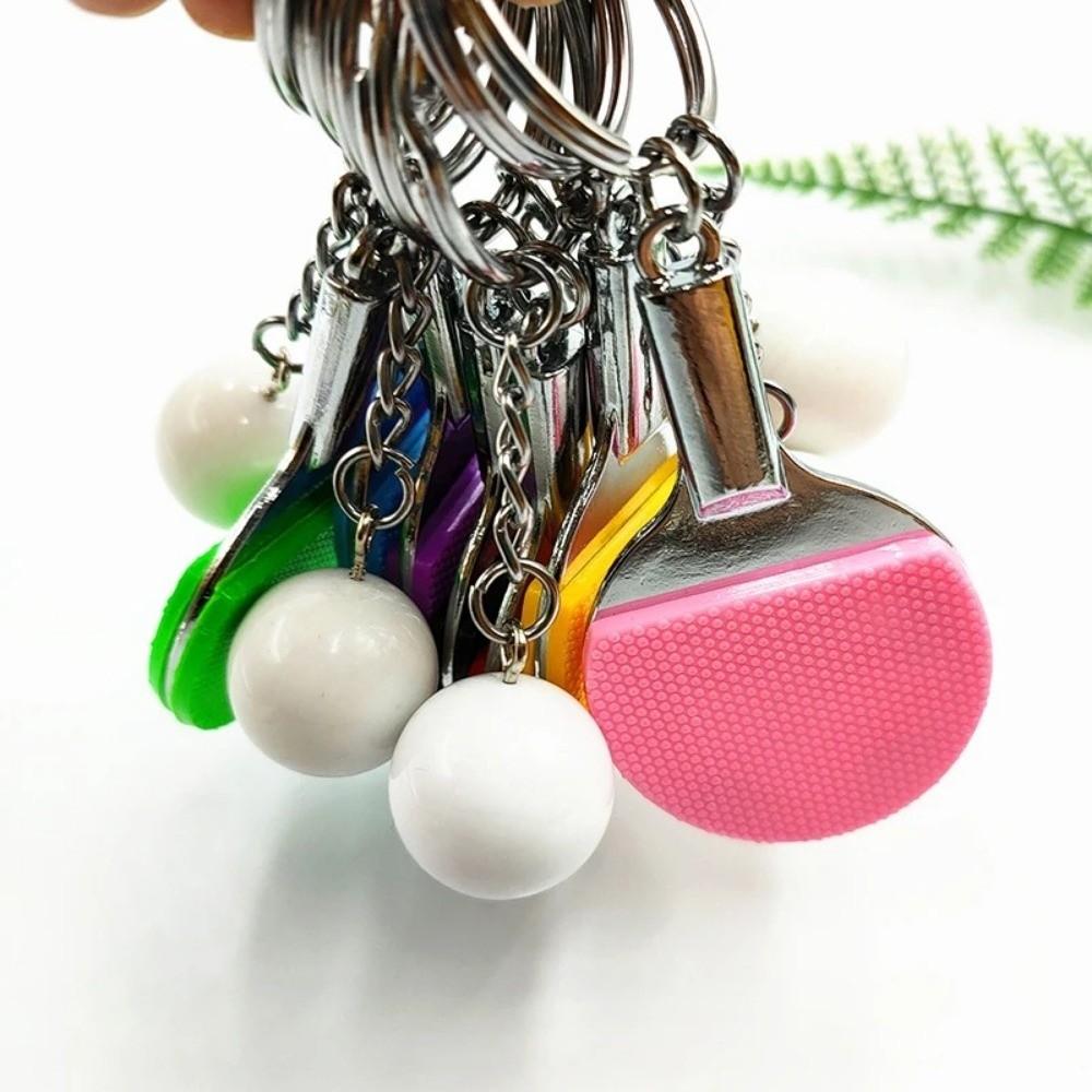 Ball Sports Fans Ping Pong Racket Pendants 7 Colors Bag Pendant Cute Key Ring  Gift Ornament
