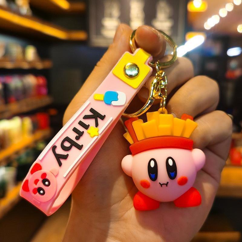 New Creative Kirby Cartoon PVC Doll Keychain Pendant Couple Bag Pendant Kirby Food Three-dimensional Doll Car Keychain Pendant