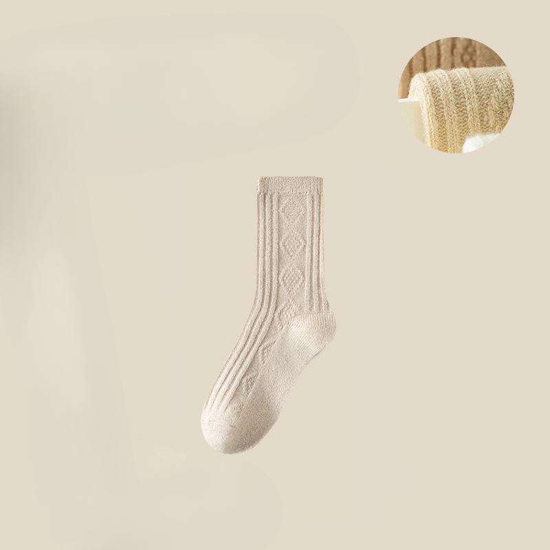 Female Autumn and Winter Plus Velvet and Thick Month Son Wool Long Pile Socks