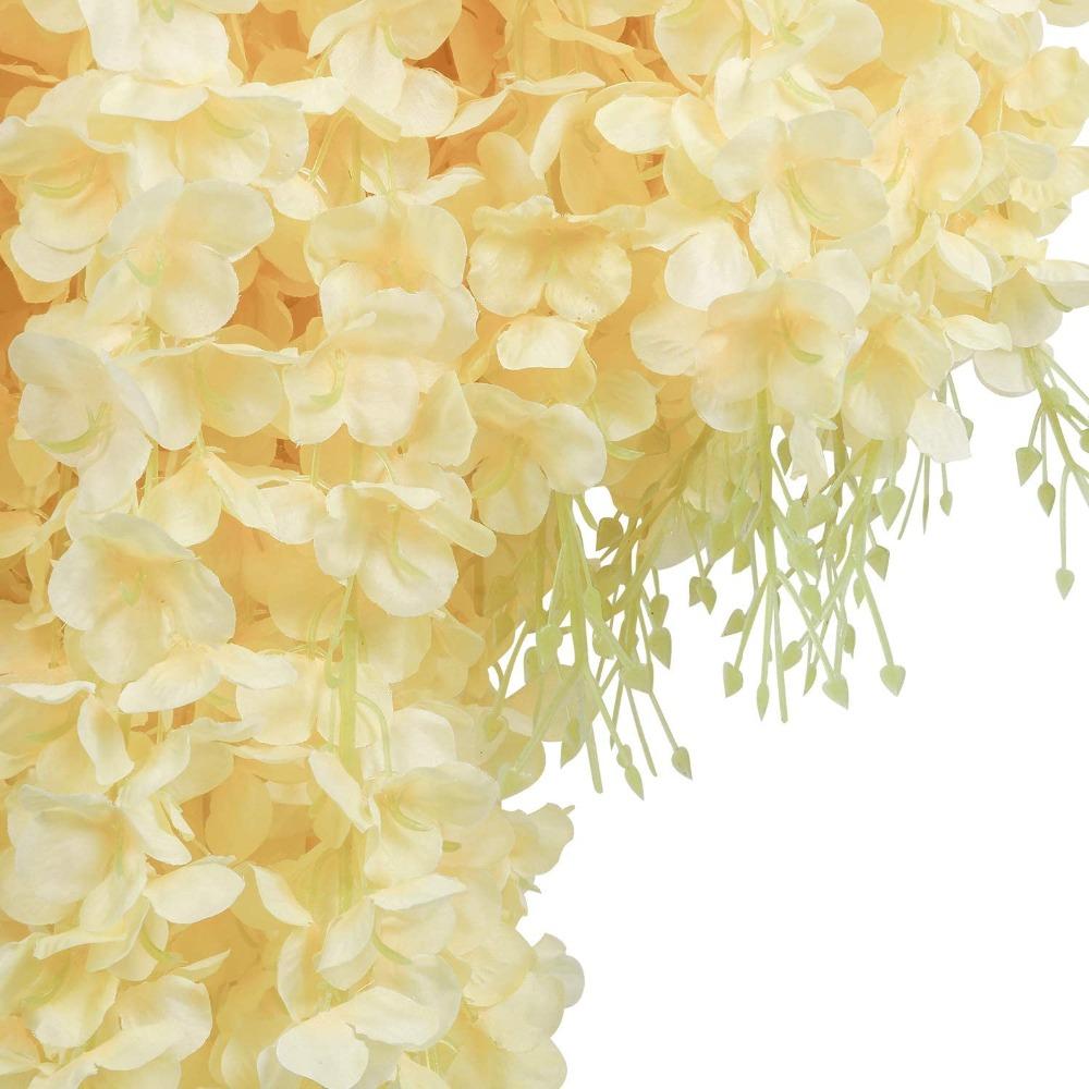 12 TEILE/SATZ Künstliche Blumen Seide Glyzinien Rebe Hängende Blume für Hochzeit Garten Floral DIY Wohnzimmer Büro Dekor