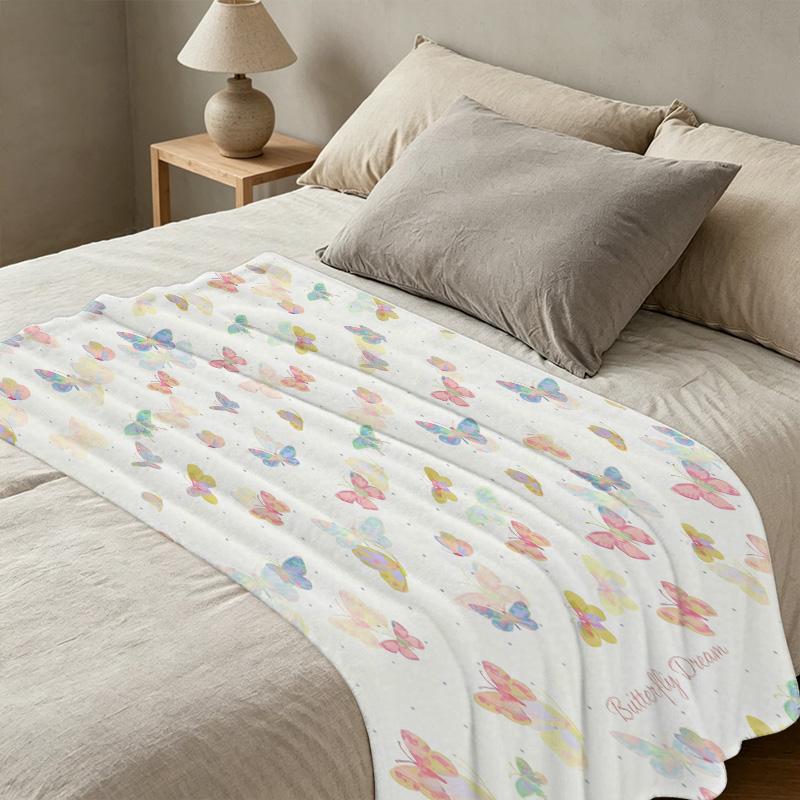 Plush Flannel Throw Blanket, Butterfly Dream Collection Soft Cozy Warm, Machine Washable for Home, Office Napping, Christmas & Halloween