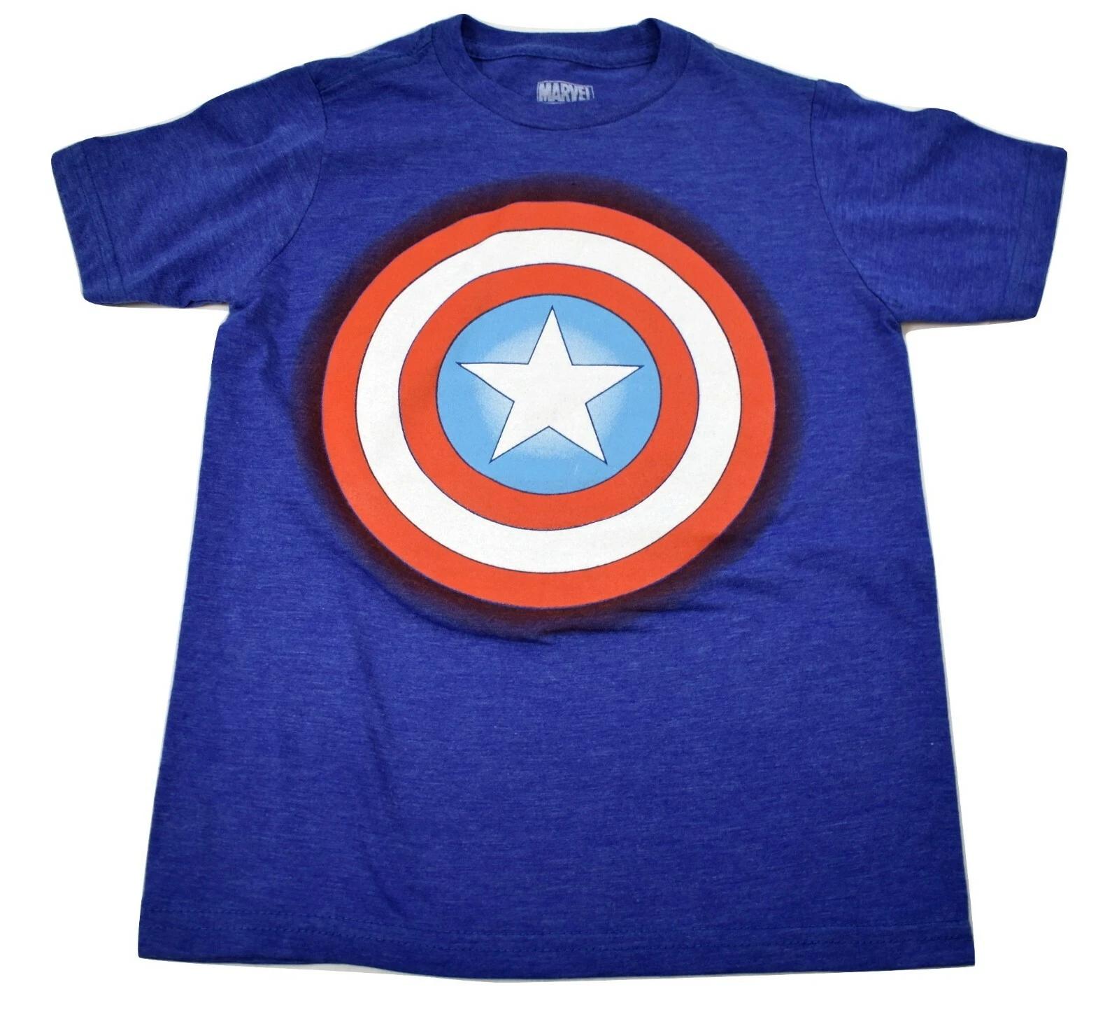 Marvel Youth Boys Captain America Shield Tee Shirt New XS (4-5) 4XL