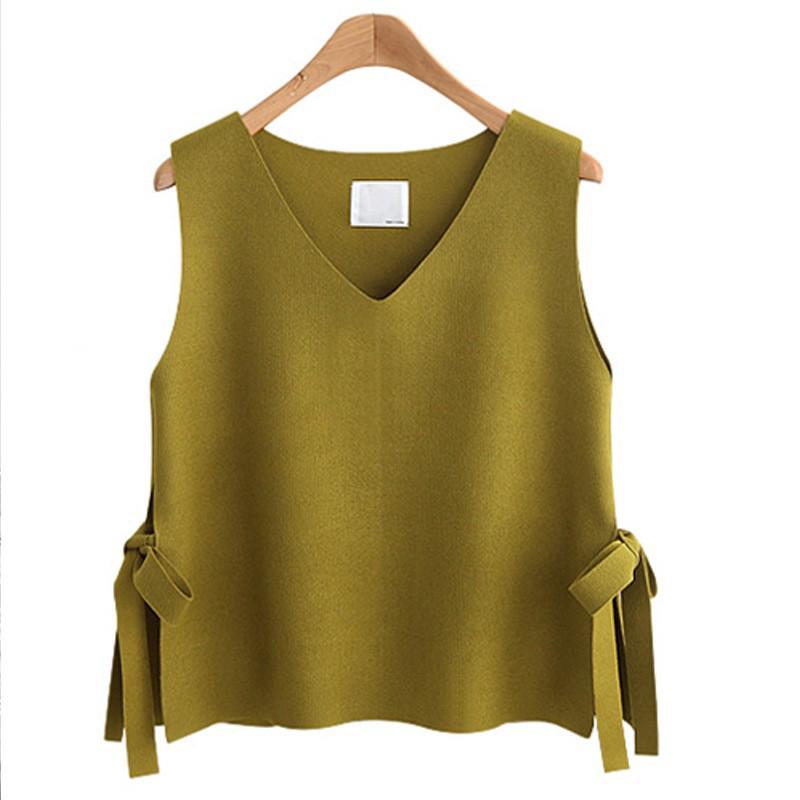 

Європейський та американський трикотажний жилет-пуловер без рукавів з V-подібним вирізом на шнурівці Small