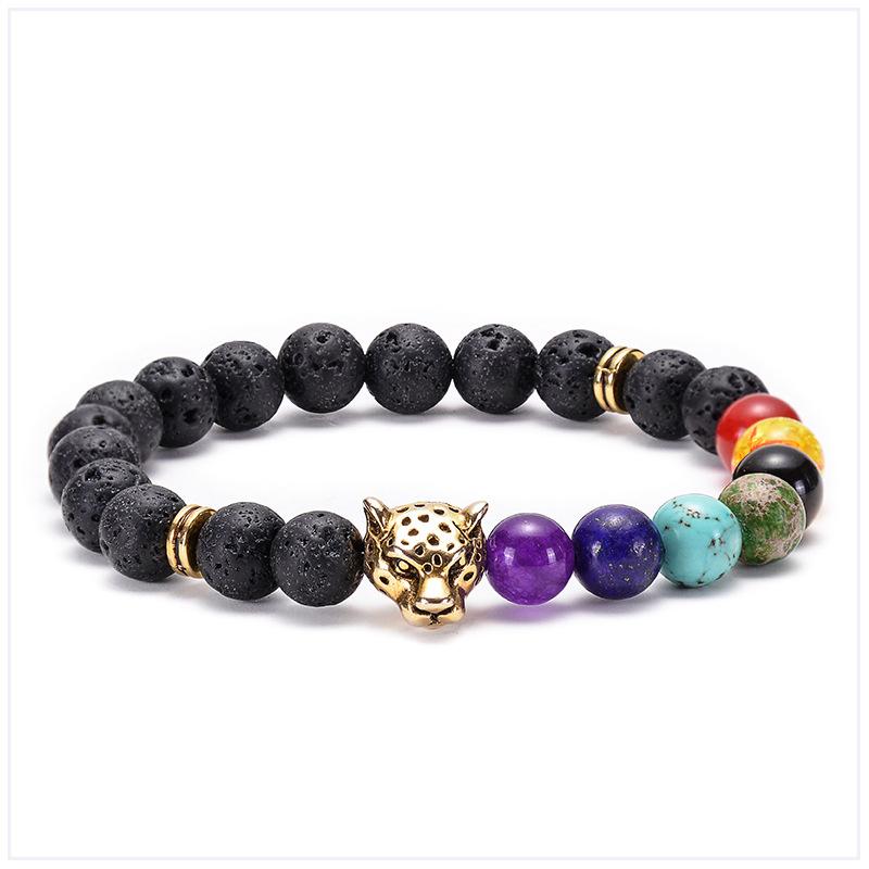 JYL TS Bracelet Animal Motif Design Attracts Courage & Guardian Energy Leopard Head-Gold
