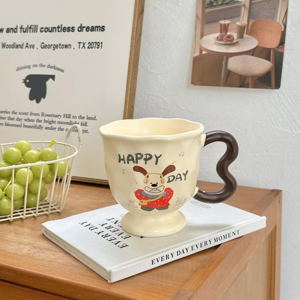 Niedlicher Welpenbecher Hoch aussehende Männer und Frauen Wasserbecher für Zuhause Kreative Keramiktassen für Freunde Souvenirs