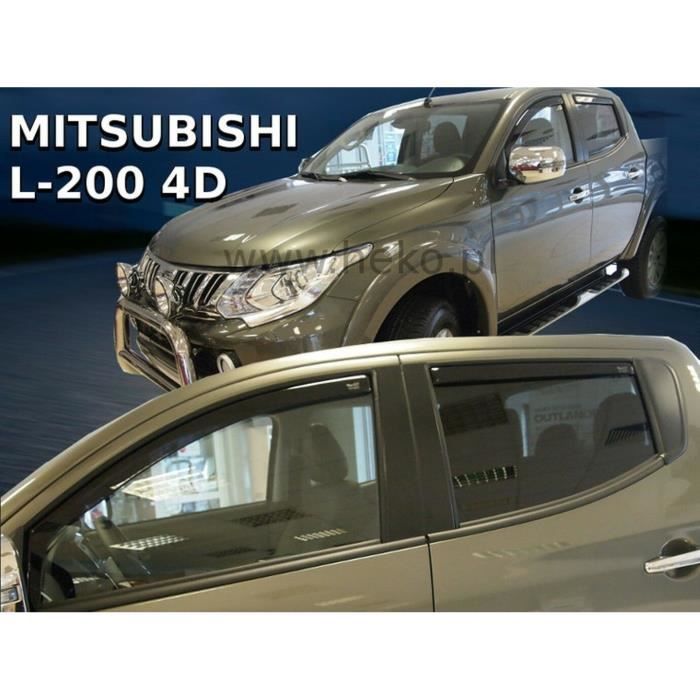 Déflecteurs d'air - J&J AUTOMOTIVE - Mitsubishi L-200 - Fumé - Acrylique renforcé - Installation facile