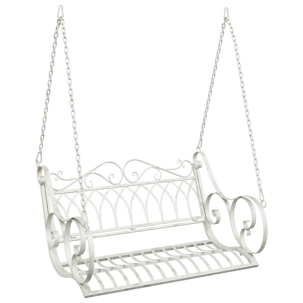 Swing Bench Steel 109 x 75 x 59 cm Antique White