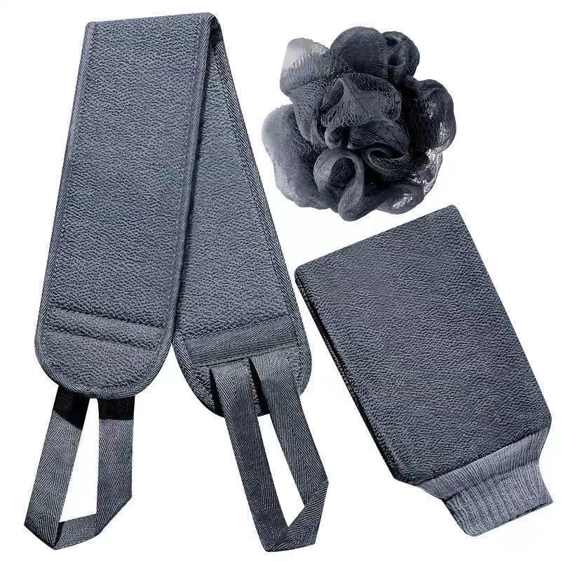 

Set de 3 piezas para baño, guantes exfoliantes y tira para espalda, accesorios de ducha para hombre