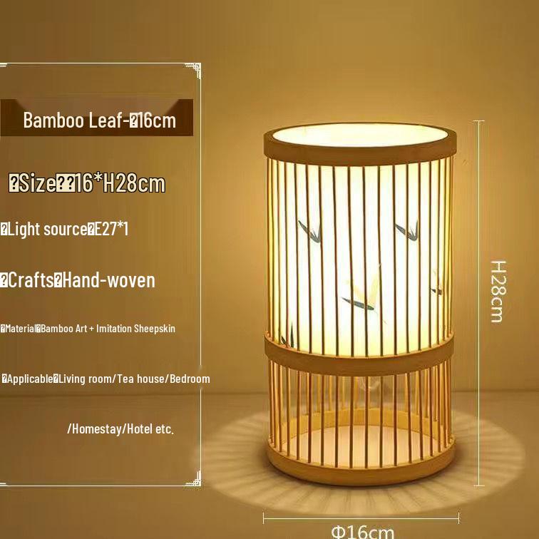 Chinese Zen Bamboo Weaving Table Lamp for Tea Room and Living Spaces