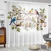 2 Pieces HD Digital Seven Color Bird Flower Figure Printed Window Valance Home Decorating Style Decorative Living Room Bedroom R