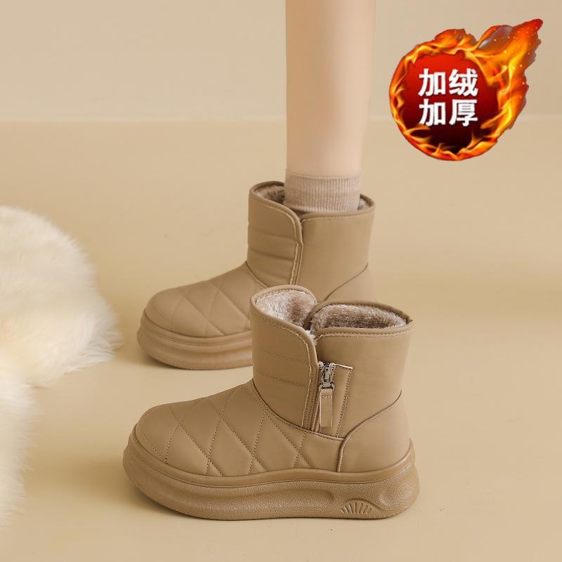 

Winter velvet snow boots 22 new thickened warm cotton shoes thick sole heightening short boots casual two cotton 35