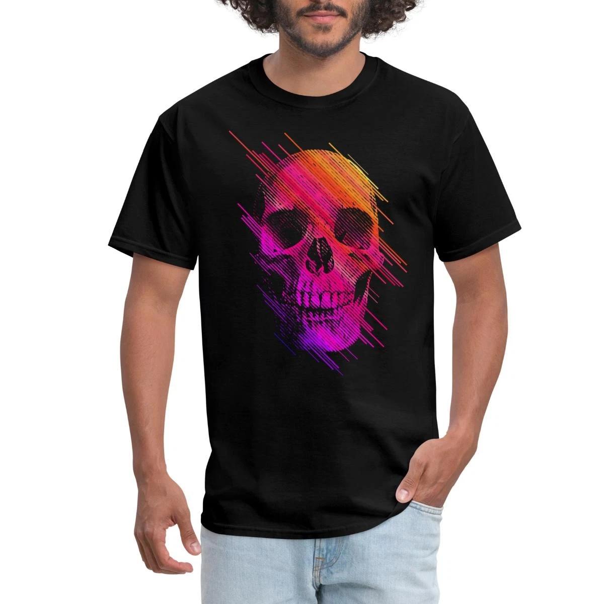 Colorful Rainbow Skull Men s T-Shirt XS