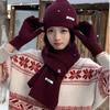 Einfarbige Thermostrickmütze Woll-Wintermütze Mützen-Schal-Handschuh-Set Damen/Herren