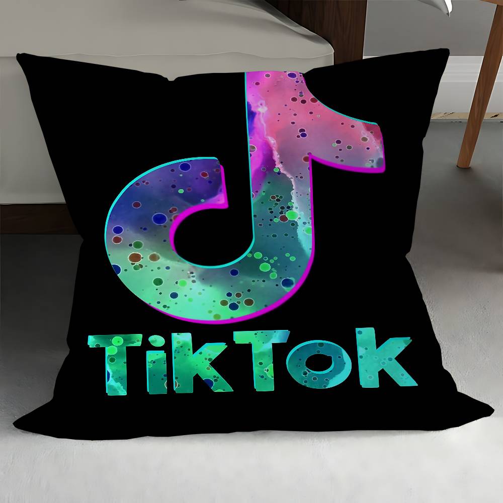 T-TikTok Logo Kissenbezug Sofakissenbezug Heimzimmerdekoration Kindergeschenk