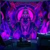 Śiwa Bóg Gobelin Ścienny Sztuka Neonowa Psychedeliczna Bóstwo Hinduistyczne Dekoracja Duchowy Wystrój Domu Plakat Jogi Świecący w UV Mandala