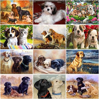 DIY 5D Diamond Painting Dog Diamond Embroidery Full Round Drill Animal Mosaic Rhinestone Cross Stitch Art Wall Home Decor Gift