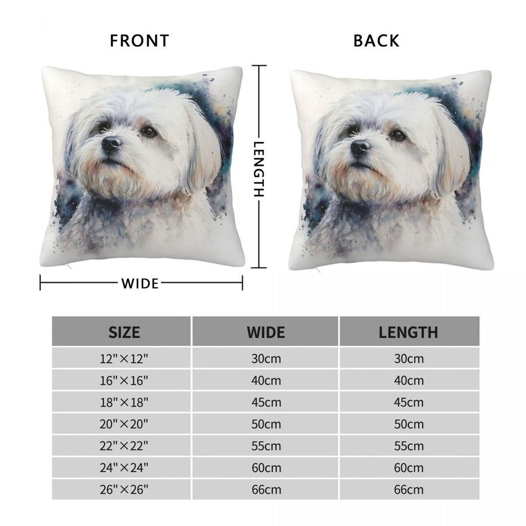 Maltese Dog Art Pillowcase Polyester Cushion Comfort Throw Pillow Sofa Decorative Cushions Used for Home Bedroom Living Room