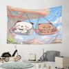 Cute Panda and Bear on Carousel Swing Pattern Wall Hanging Tapestry Decorative Tapestry Home Decor for Bedroom and Living Room