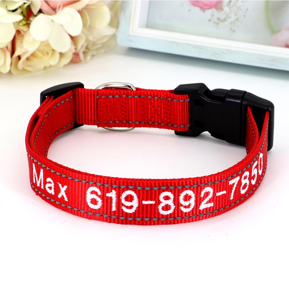 Reflective Nylon Dog Collar Personalized Embroidered ID Name Accessories Dog Collar Engraved Pet Puppy Nameplate Collars Perro