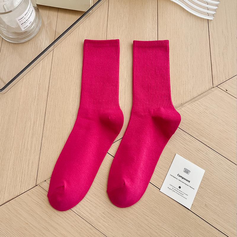 Bunte Damen Baumwoll Kniehohe Tanzsocken: Macaron Bonbonfarbe, Wadenlang, Japanischer Stil
