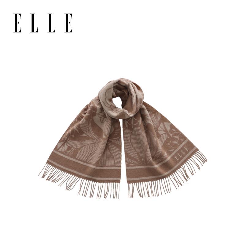 ELLE Women's 100% Merino Wool Jacquard Scarf & Shawl Gift Set