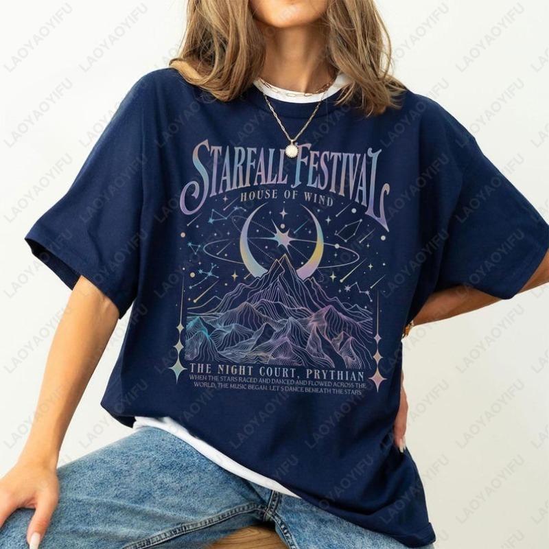 Velaris Starfall Festival Cotton Shirt SJM ACOTAR Merch Oneck Printed Unisex Tops The Night Court Tee Ropa Mujer Women Clothes