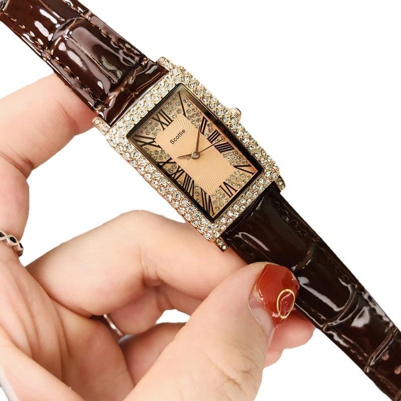 Rectangle Gypsy Star Diamond Watch Women'S Leather High-End Delicate Women'S Watch