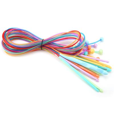ABS Plastic Afghan Tunisian Crochet Hook Set with Cable Carpet Rug Weave Knitting Needles 12Pcs