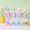 25CM Christmas Wooden Nutcracker Figurine Cartoon Soldier Figure Statue Sculpture Festival Holiday Party Ornament Decoration