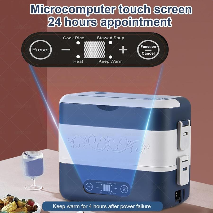 Electric Heated Lunch Box for Adults 2.4L Portable Fast Heating Lunch box with 4 pcsFood Container 110v Double Steam Electric F